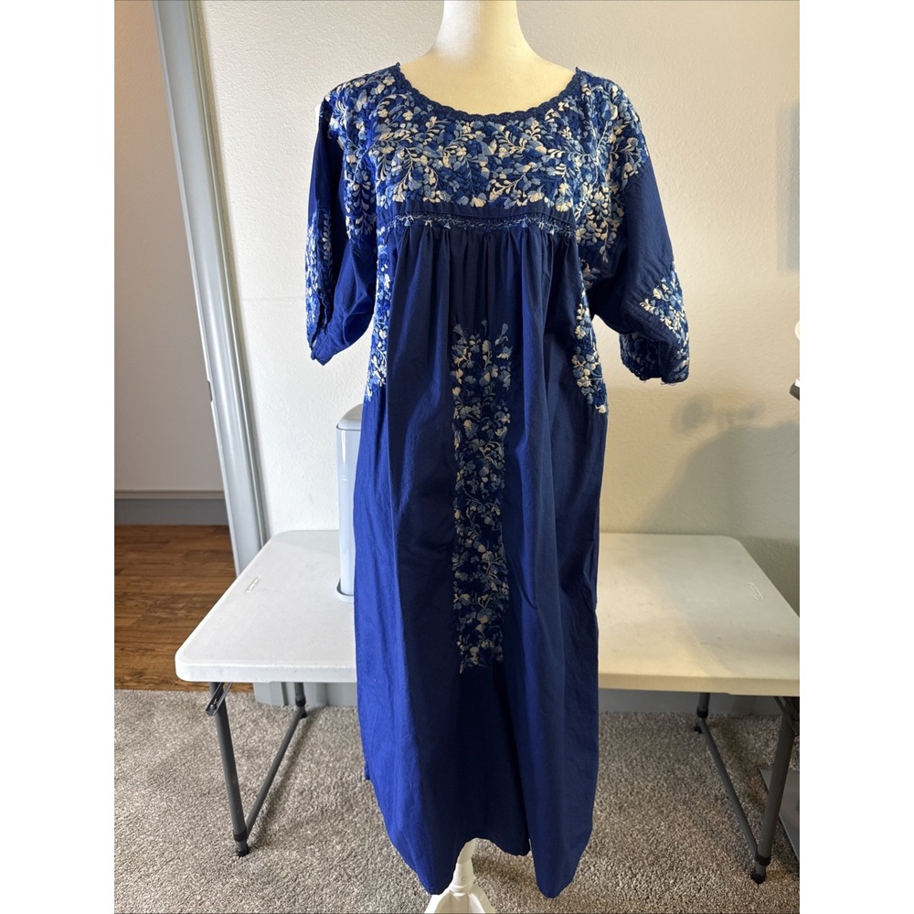 San Antonio Oaxaca Mexican Dress Hand Embroidered Cotton Threads